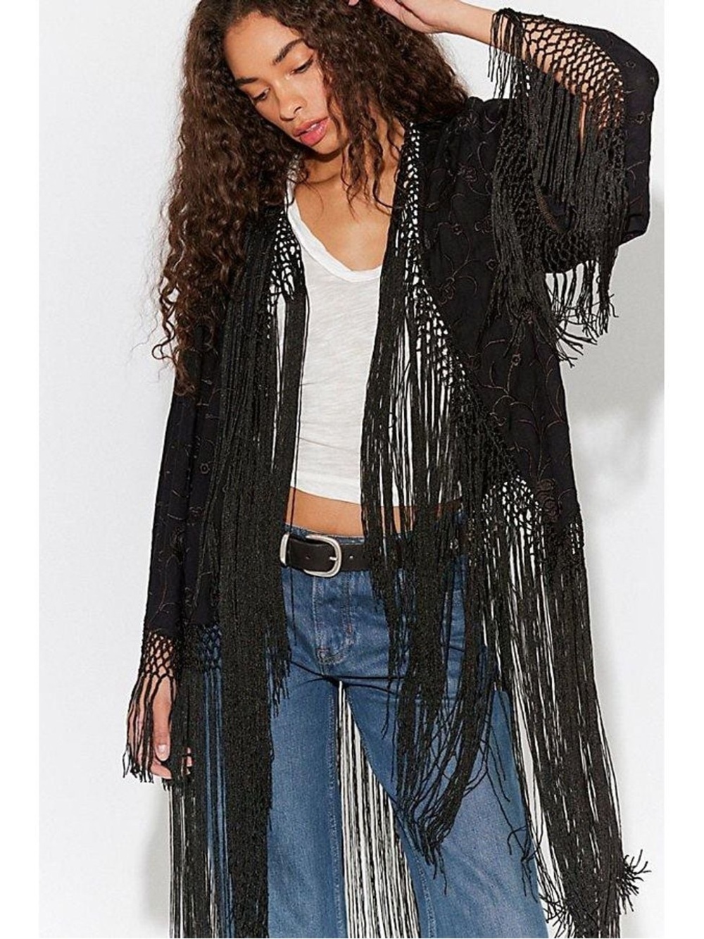 🖤 NWT Free People Embroidered London Nights Piano Duster in Black~OneSize  🖤
